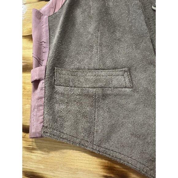 Or-Olon Suede Leather Vest Men Size 40 Brown Button Down Dress Style‎ Classic - Picture 10 of 12
